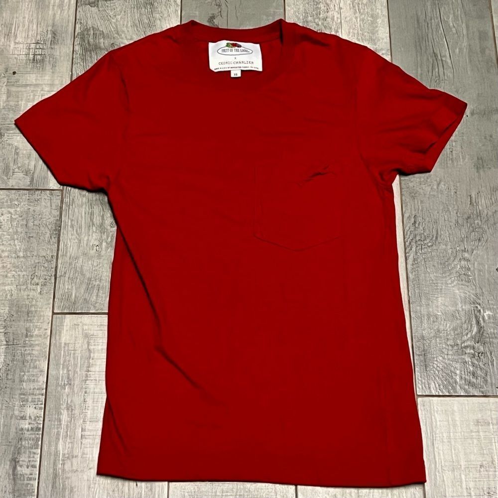 Cedric Charlier X Fruit Of The Loop Red Double Pocket Fitted Ss Tee Shirt S